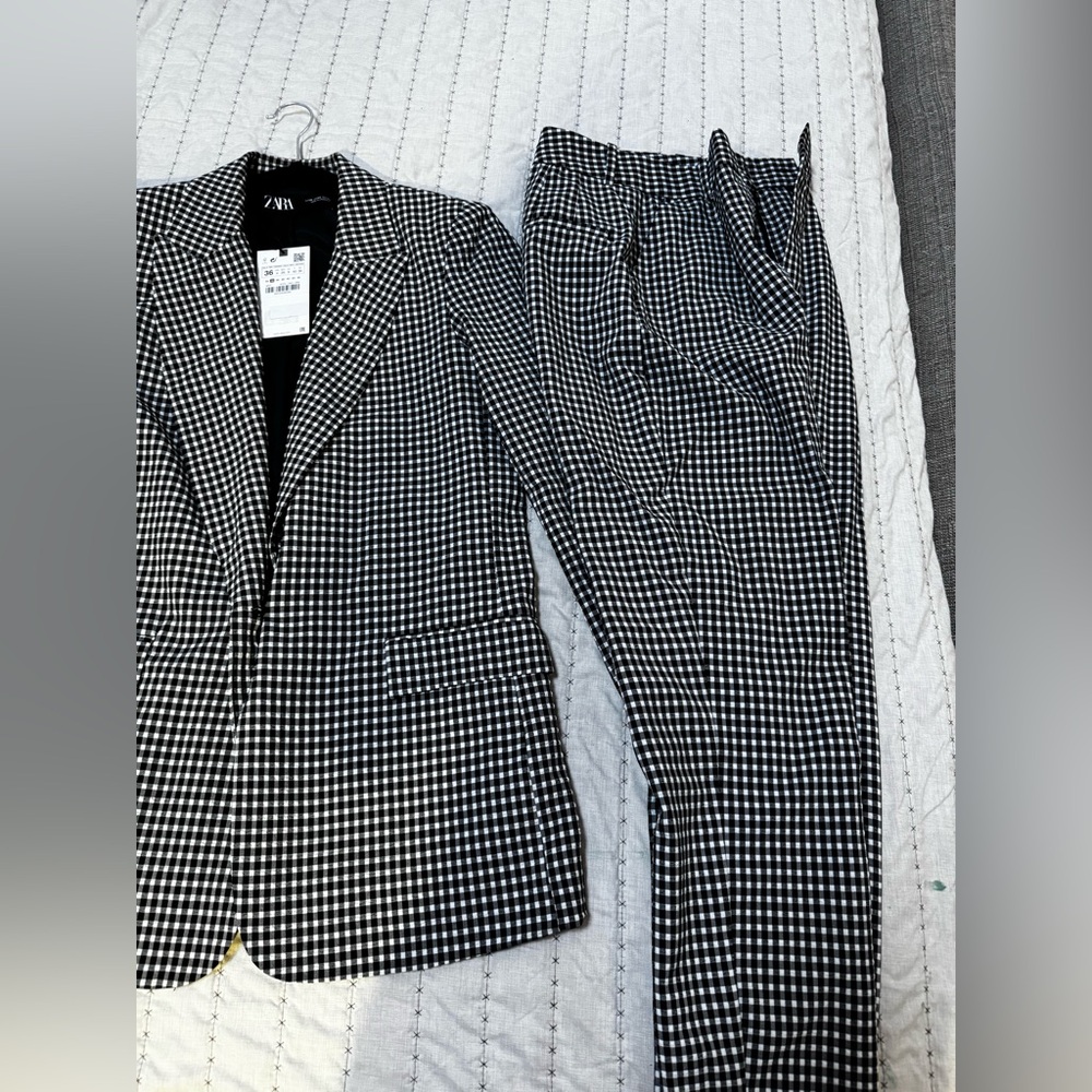 Zara Monochrome Checkered Suit Set